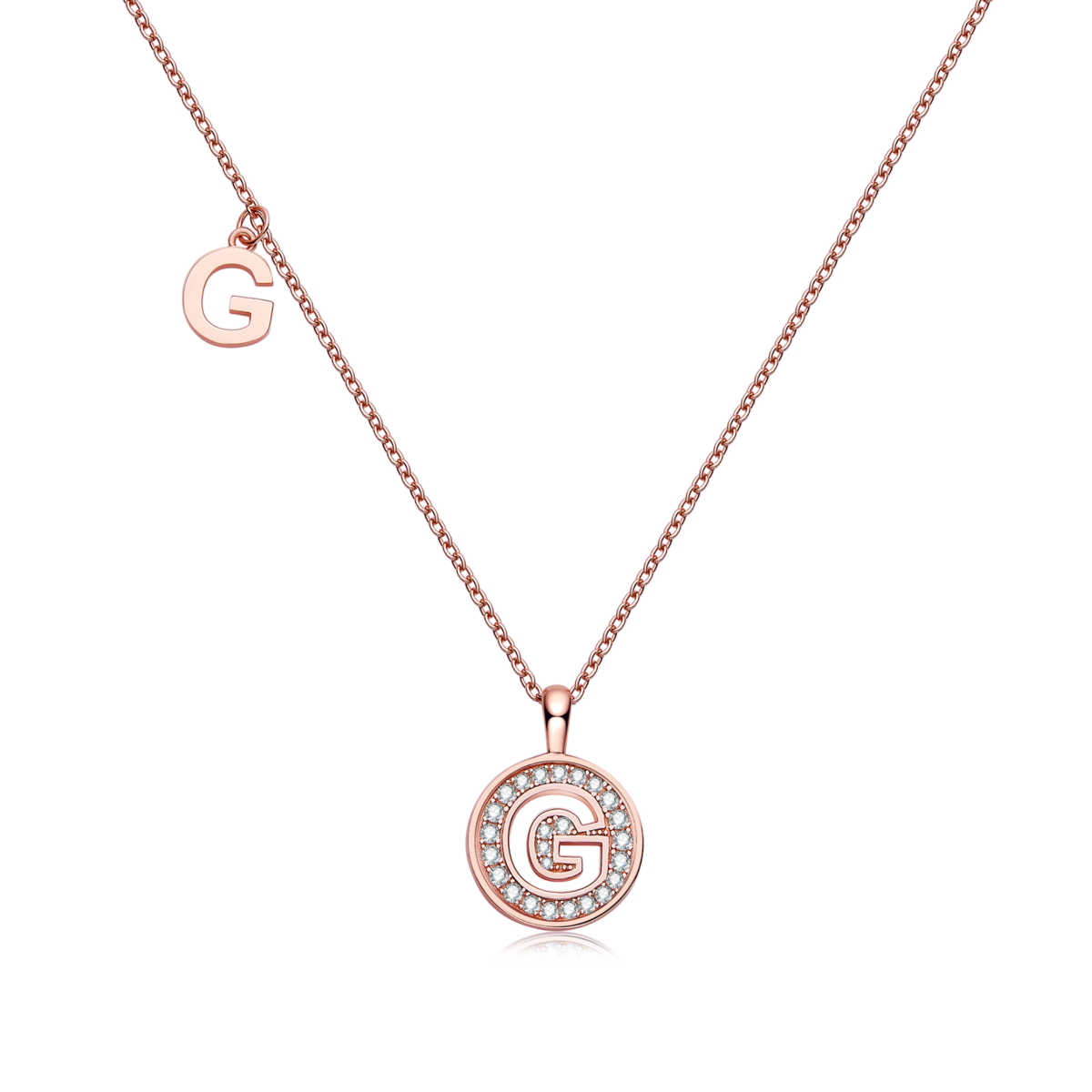 G pendant S925 silver plated rose gold Moissanite light luxury letter necklace